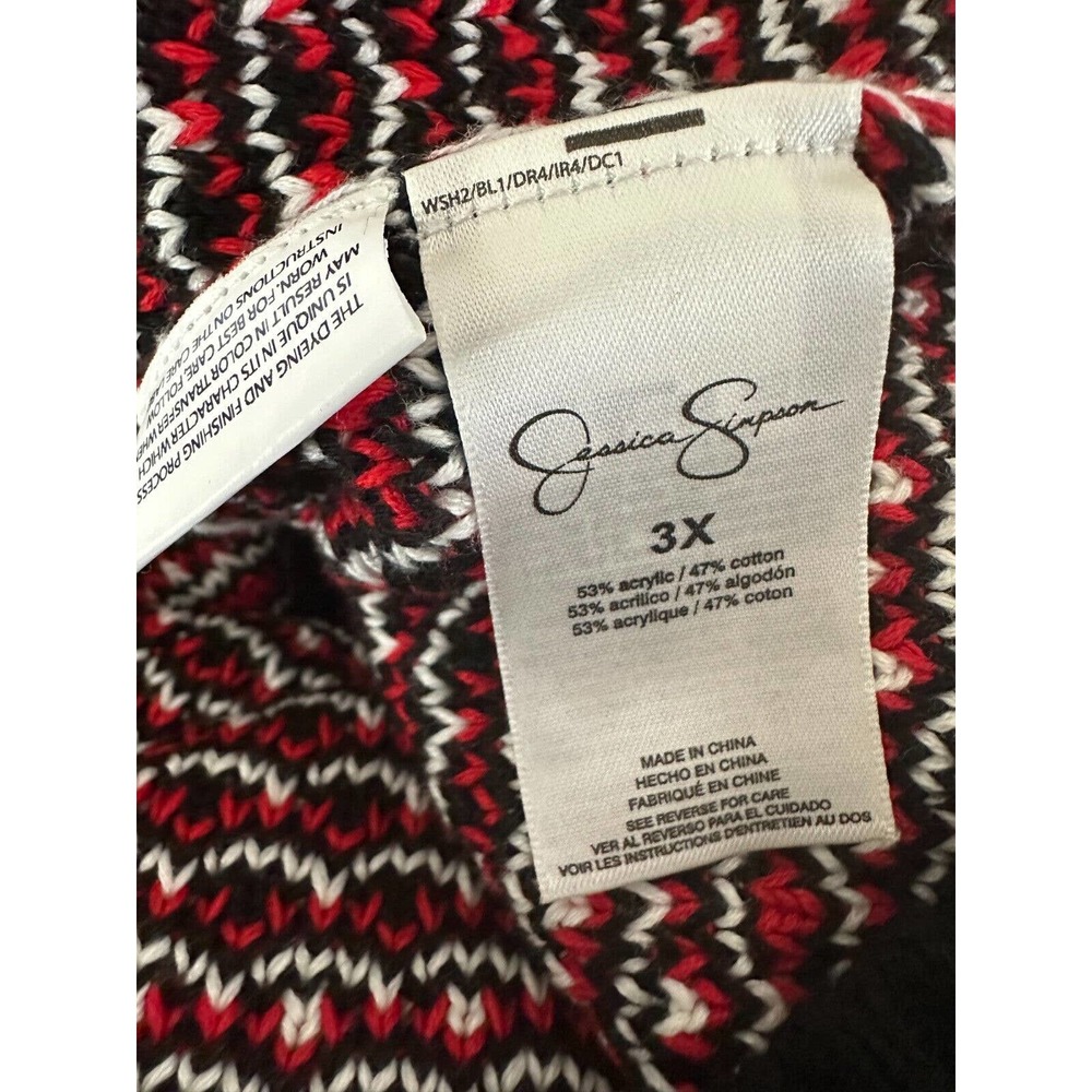NWT Jessica Simpson Maria Plaid Cardigan Plus Size 3X Thick Knit Blk Red Button - Picture 4 of 8